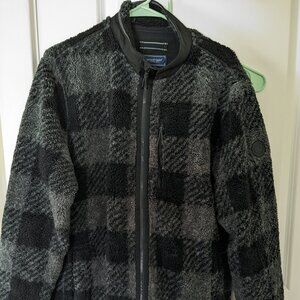 Harbor Fleece Full-Zip. Unisex Large. Black and Grey checkered print